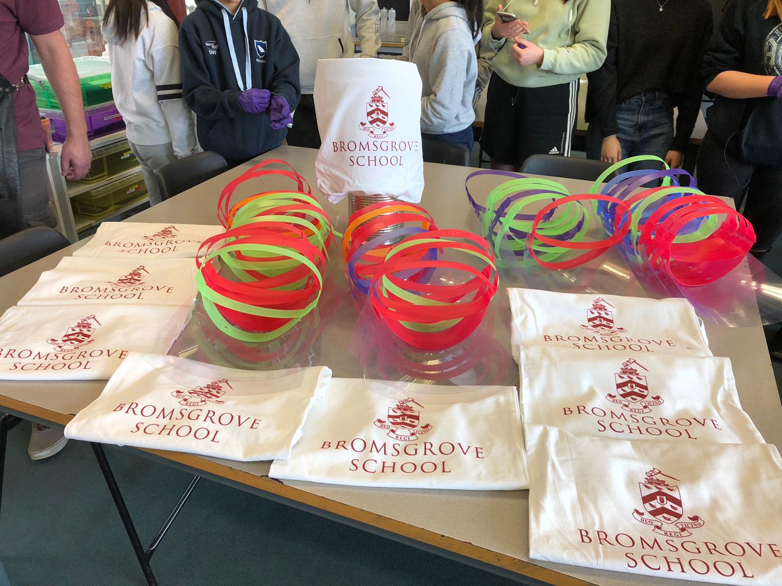 Our Production Line - Face shields being made in the DT department by the Headmaster, Boarders and Residential Staff